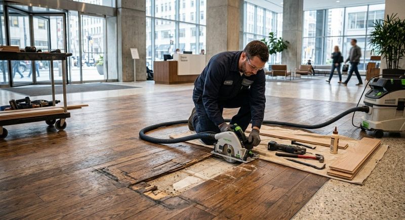 Our team working on Wood Floor Service projects in Portland, ME