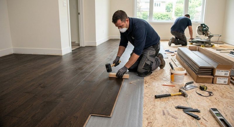 Dark Wood Floor Installation in Portland, ME