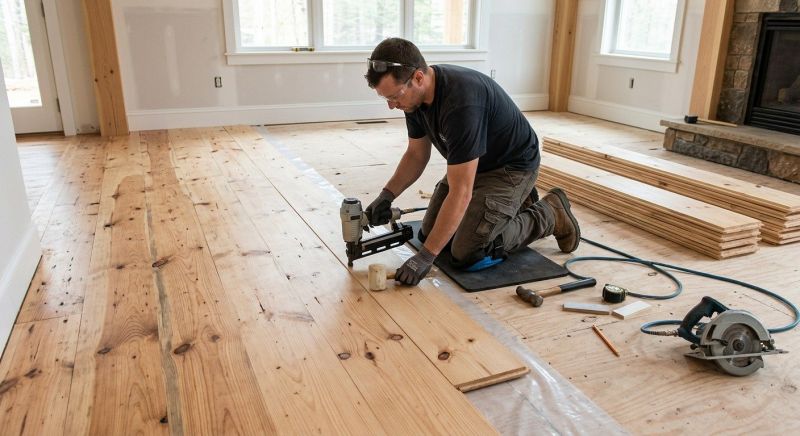 Pine Floor Installation in Portland, ME